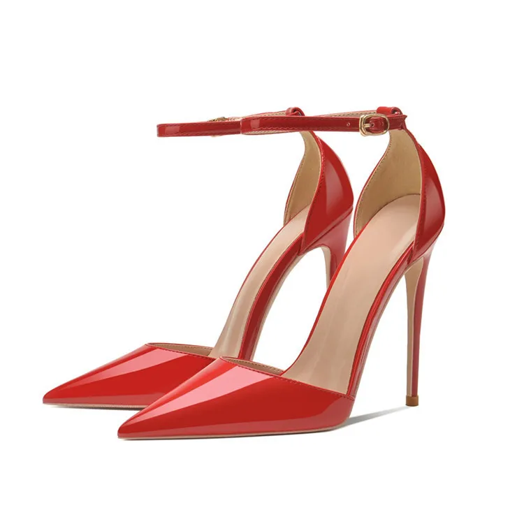 2023 Wholesale New Strap Shoe 12CM Pointed Toe Genuine Leather Ladies Stiletto Women Shoes High Heel Sandals
