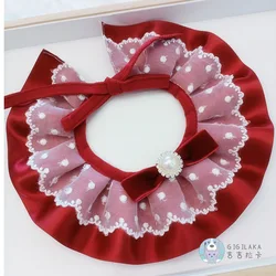 Pet accessories Christmas style cat dog rabbit lace collar bell adjustable choker