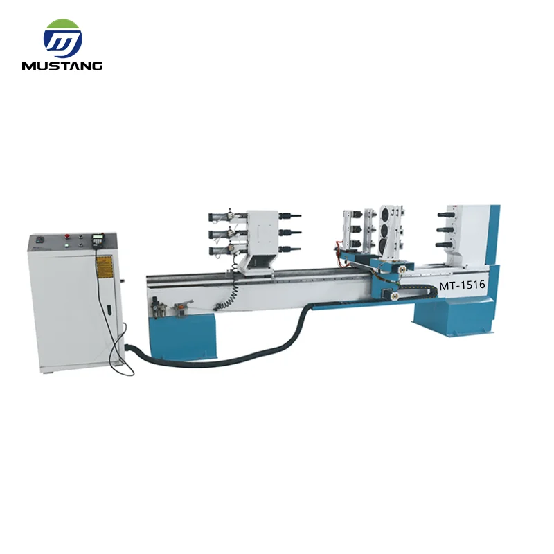 MT1516 многофункциональный автоматический токарный станок для деревянных перил, тройной токарный станок с ЧПУ для деревообработки
