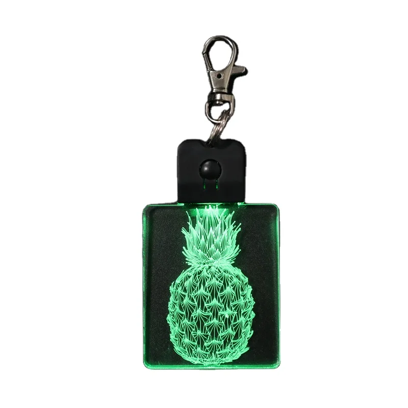 
pineapple shape craft and crystal LED keyring customized keychain with 3d illsion effect 