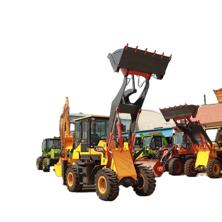 Cat Backhoe  Mini Loader 4WD Tractor with Front End Loader and Backhoe Mini Tractors Yellow Green UNIQUE Training Long Power ISO