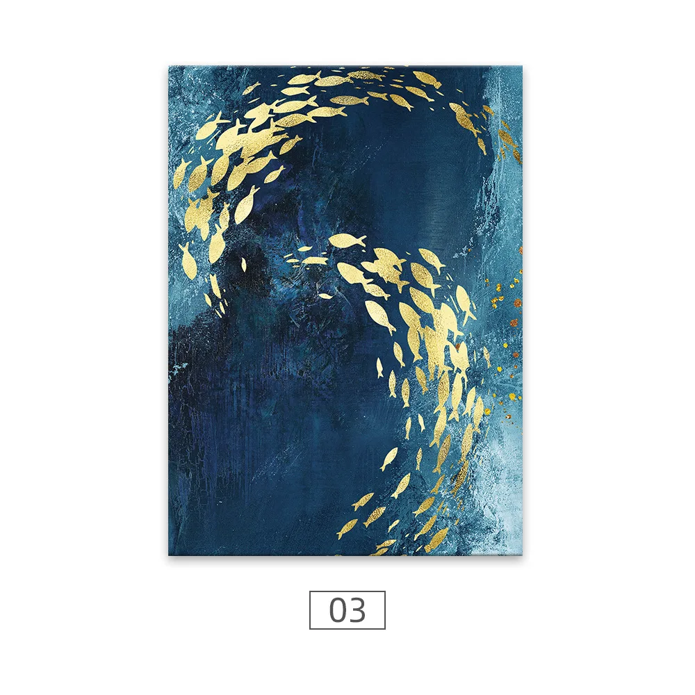  Modern Frameless Deep Sea Fish Printing wall art home decoration 2 living room picture
