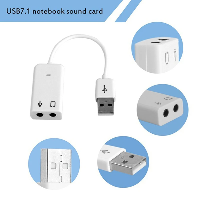  Белый 3D аудио USB2.0 интерфейс виртуальный канал 7 1 внешний usb-звуковой модуль записи
