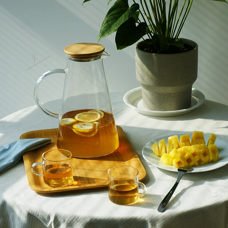 Clear Gallon Glass Water Hot Milk Fitness Jugs Pitcher Sets with Handle Lid and Spout for Water Latest Design Jugs