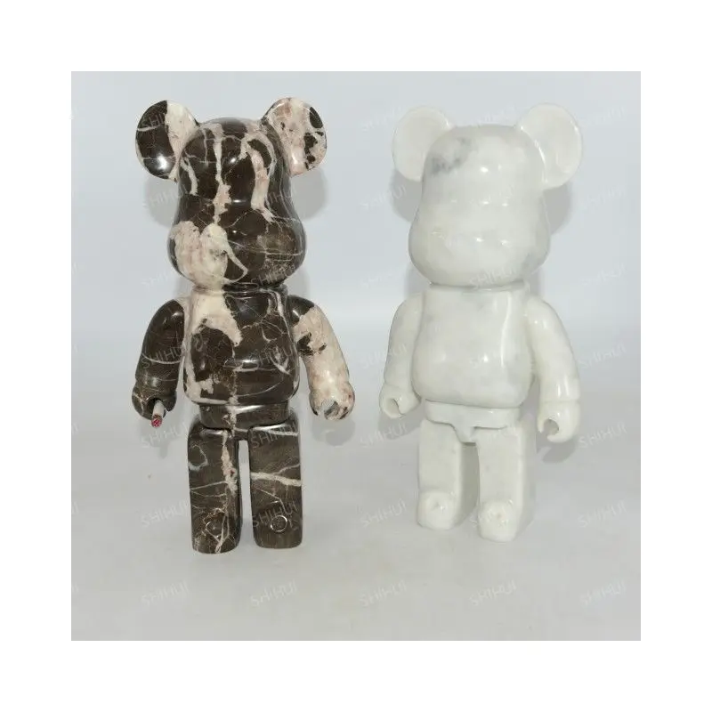 SHIHUI Decorative Customized Marble Homewares Handmade Curve Crafts Violent Bear BearBrick Statue Ornaments Bear Sculptures