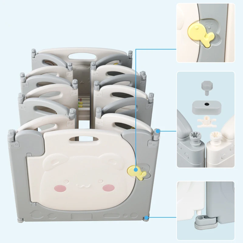 ABST Modern baby playpen grey and white high quality play fence plastic folding fence