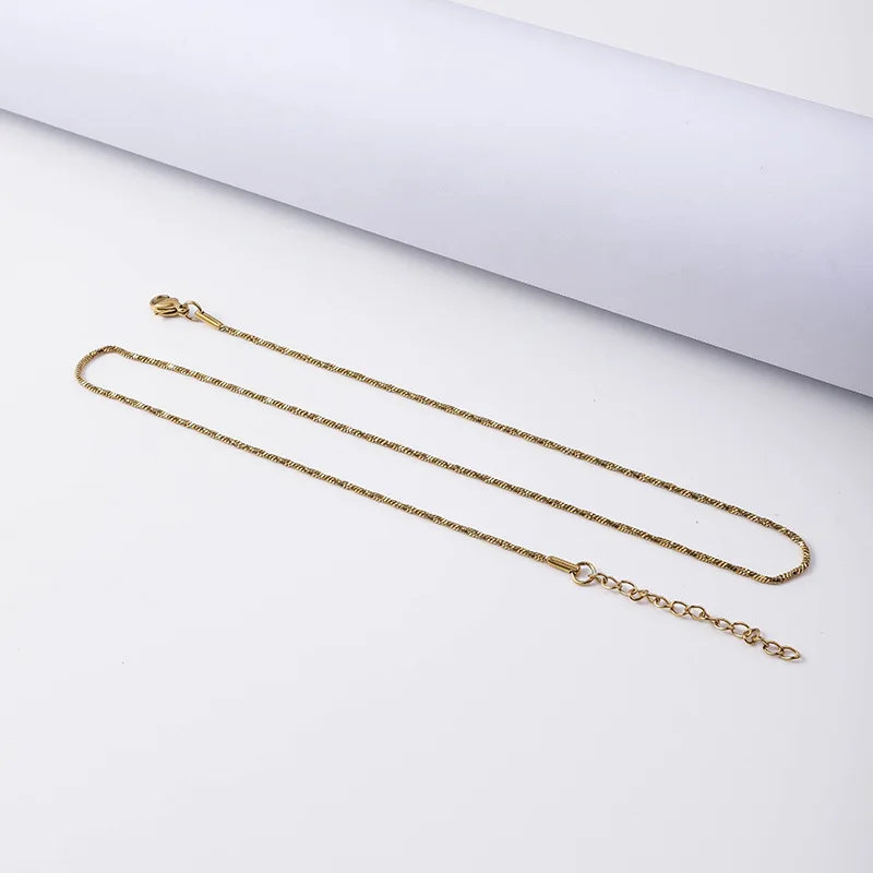 14K Gold Plated Female Necklace Flat Stainless Steel  Clavicle Minimalist Style Spiral Chain