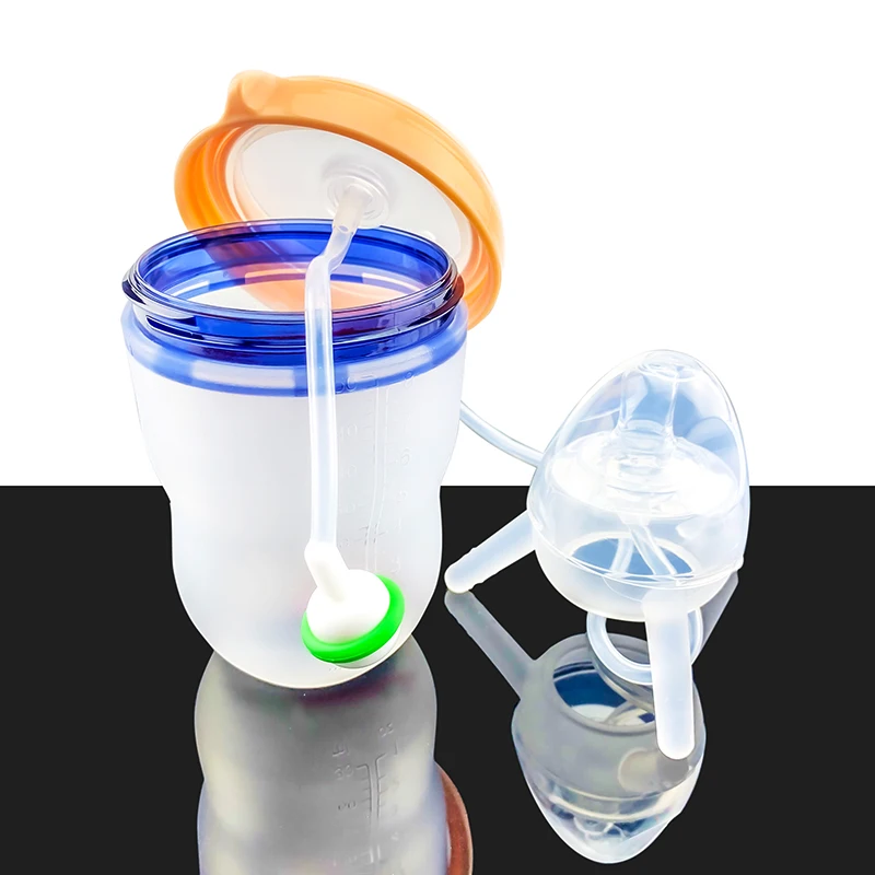 100% Food Grade manufacturers hands free parents baby feeding bottle silicone milk feeding baby bottles