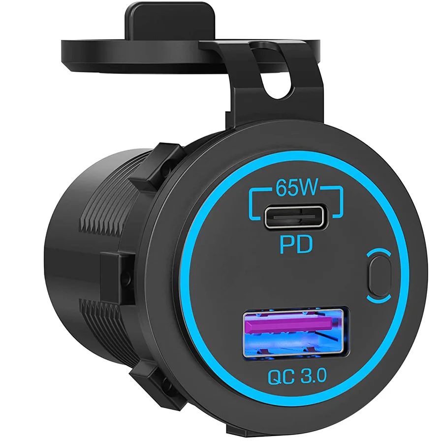 65W USB-C PD3.0 and 18W QC3.0 Multi Car USB Port 12V Socket
