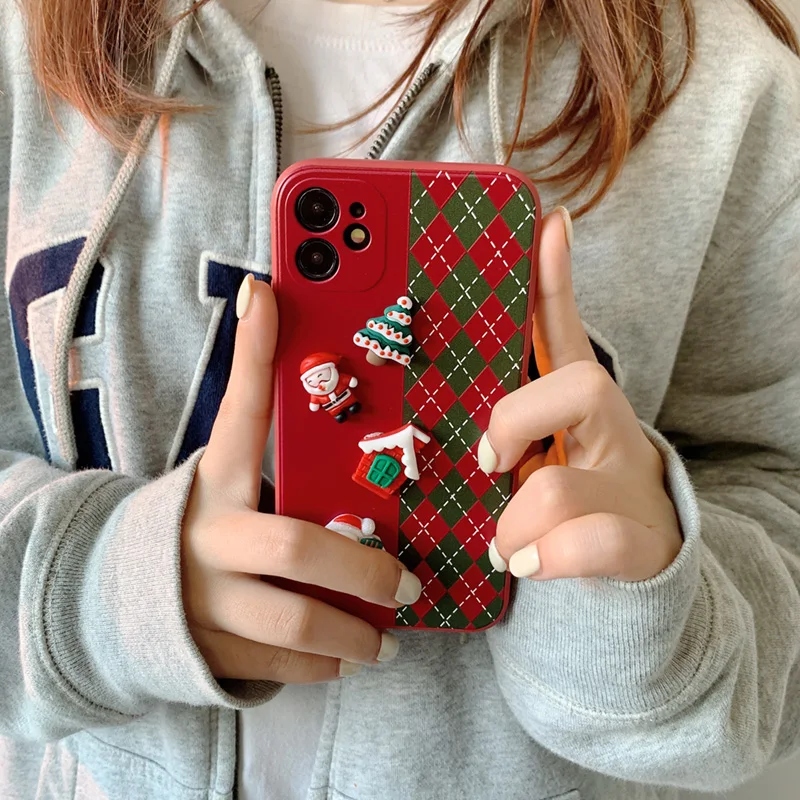 3D Doll Cartoon Christmas Deer Phone Case TPU PC With Aluminum Sheet Sublimation Blanks Phone Case For xiaomi