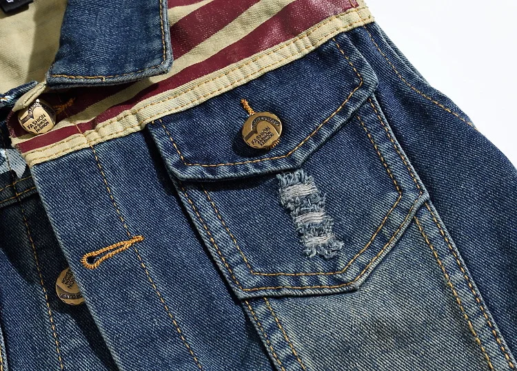 Wholesale Customized Soft Breathable Turn-down Collar Sleeveless Men Blue Denim denim vest