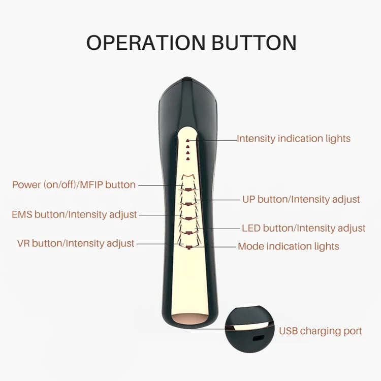 Skin Rejuvenation Face Care Beauty Device Eye Massager Red Blue Green LED Light Therapy Galvanic RF&EMS Facial Massager
