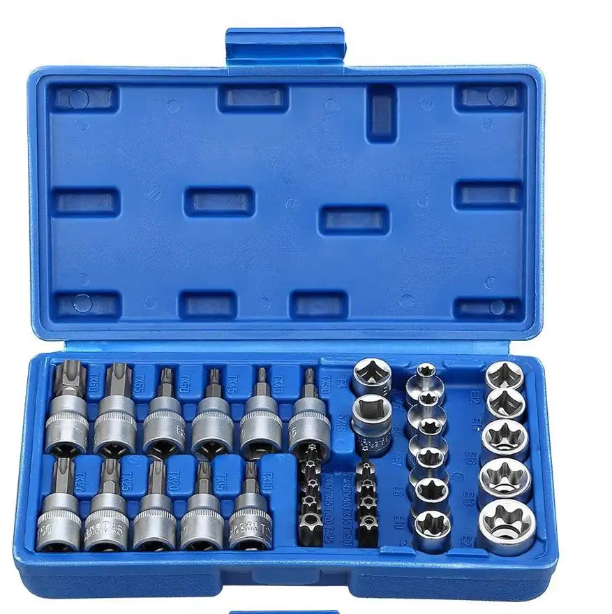 34PCS Drive Deep Socket Set CRV Hand Tools 6 Point Hex Car Repair Tools Sockets Chrome Vanadium Steel For Car Repairing