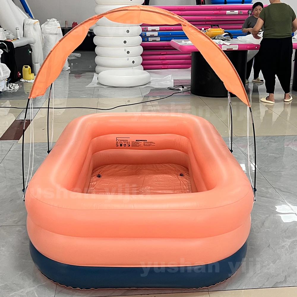 Factory Direct self inflating large inflatable swimming pool with sunshade