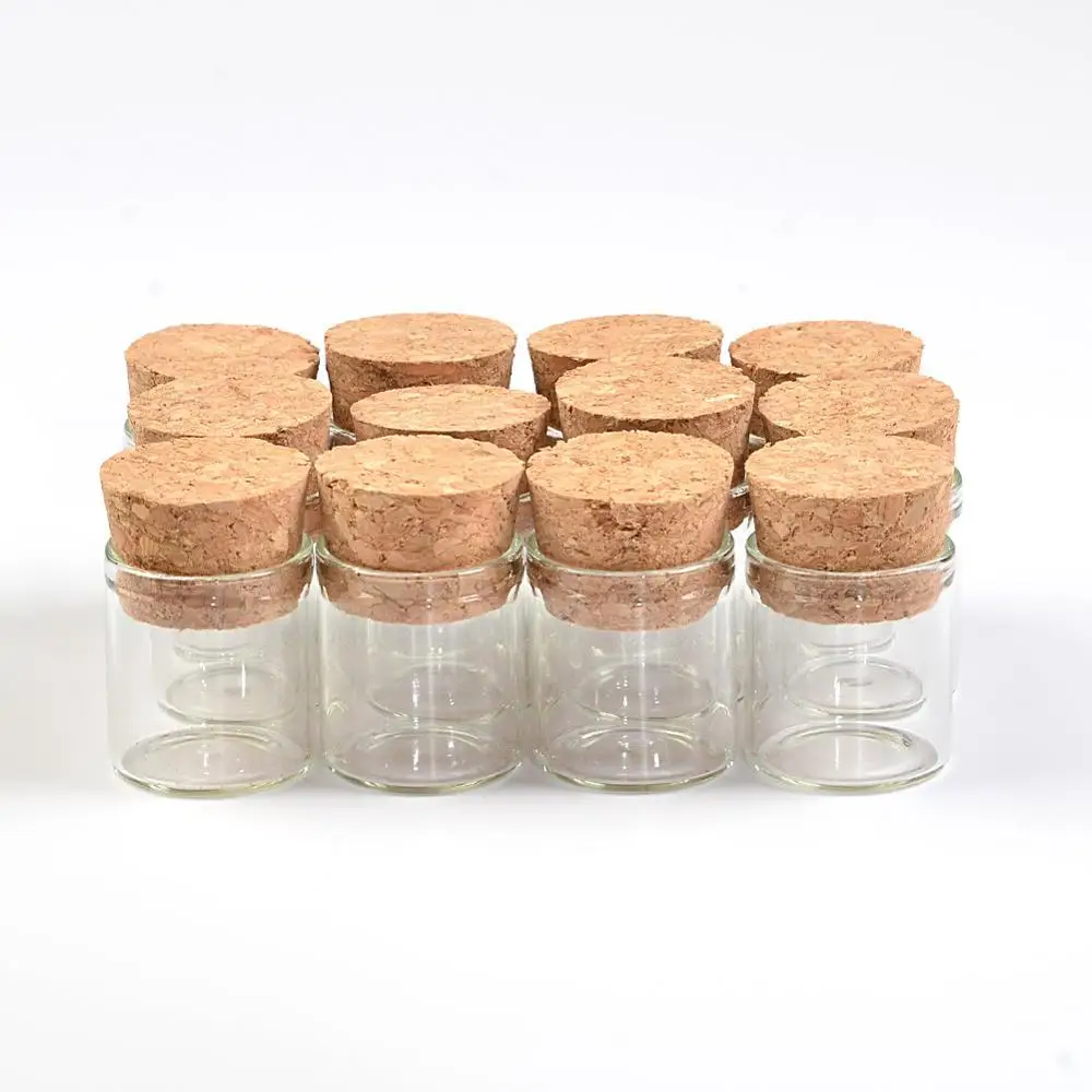 4ml Small Glass Vials Jars Test Tube With Cork Stopper Empty Glass Transparent Clear Bottles