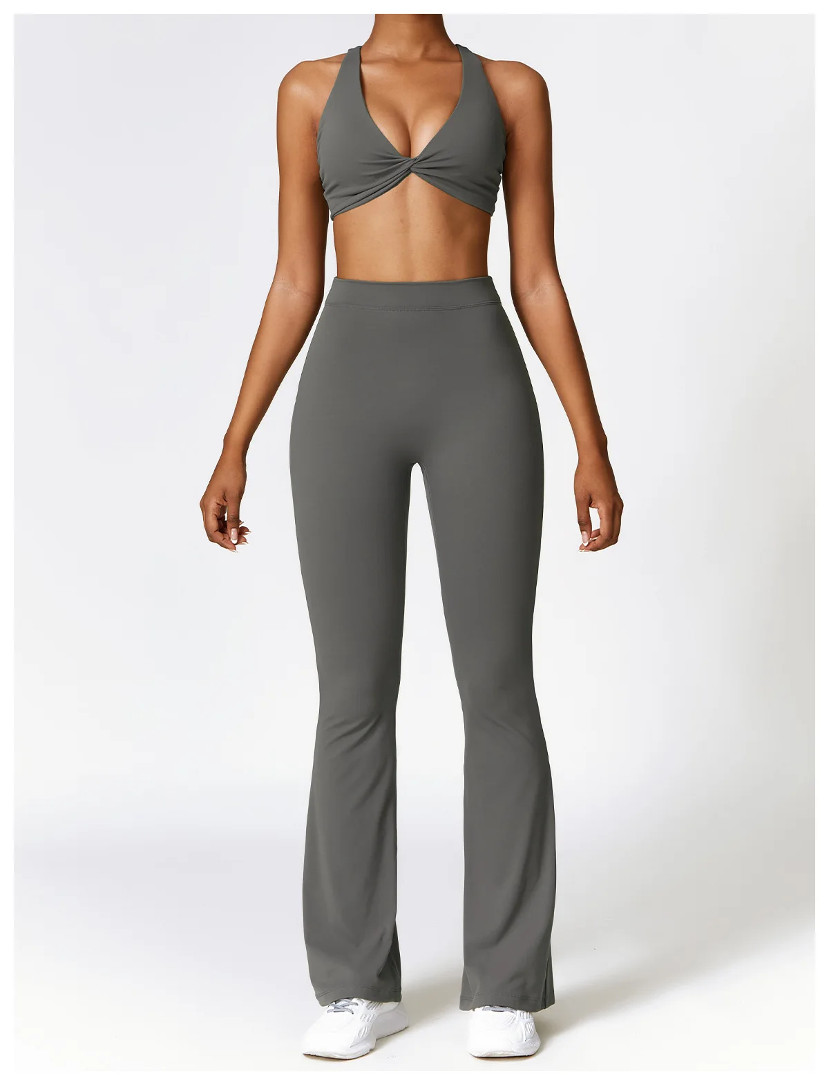 Ptsports  high quality cross bra and bell bottom pants yoga gym fitness set gym clothing activewear training suit