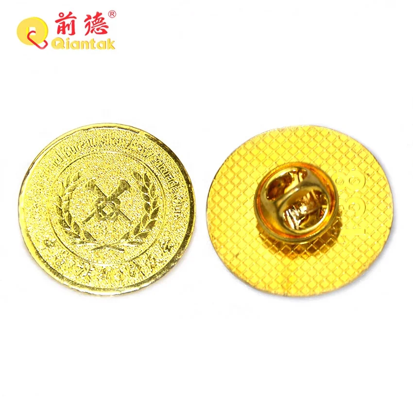 Wholesale Badges Custom Design Emblem Gold Round Stainless Steel Metal Badges Hard Enamel Lapel Pin Badge
