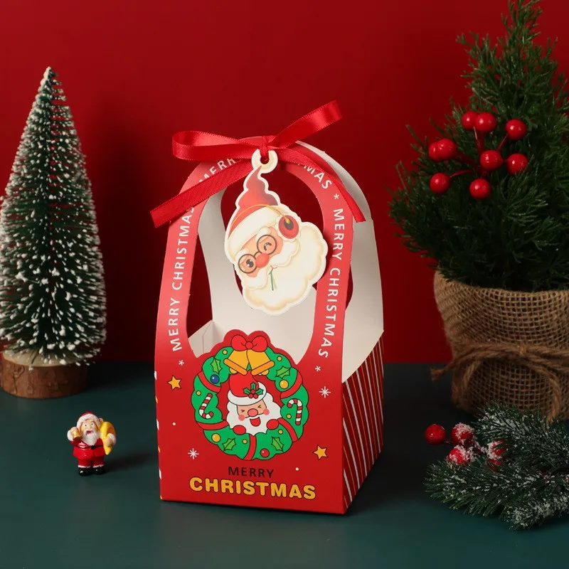 Wholesale In Stock Customization Accepted To Celebrate Christmas Wrap Gifts And Apples Handheld Folding Paper Boxes