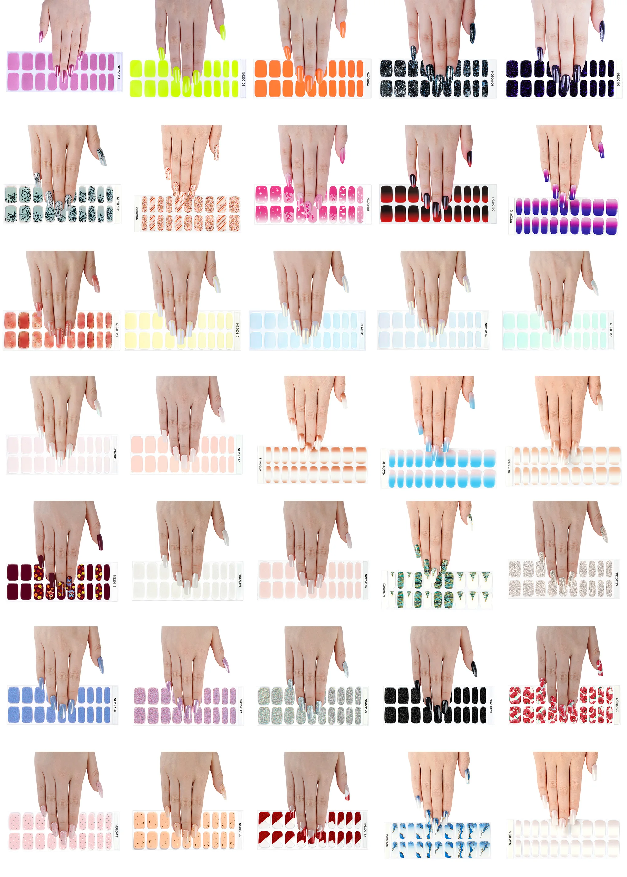 Custom & Wholesale Nail Art Self Adhesive Semi Cured Gel Nail Polish Wraps Sticker Nail Strips