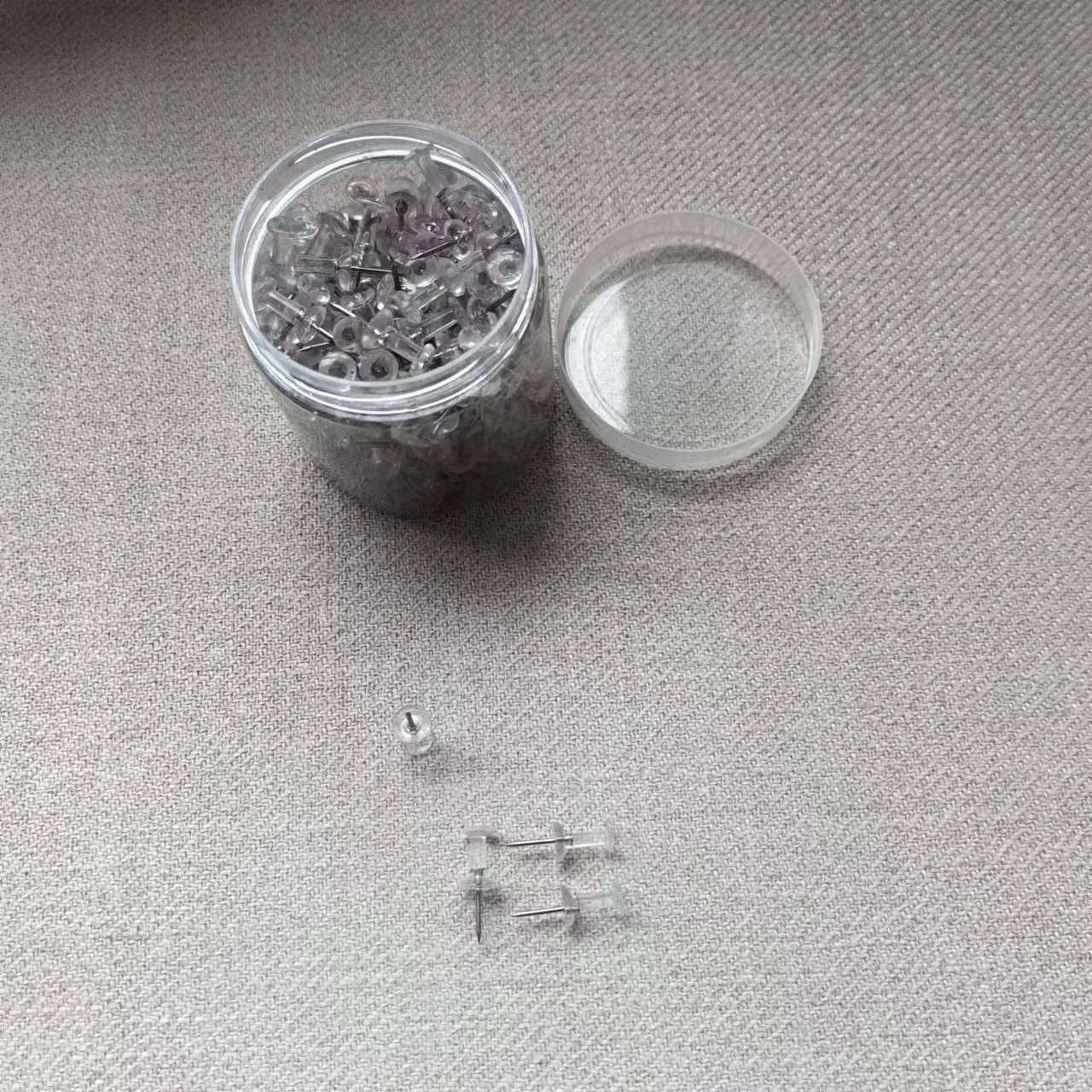 Push Pins Tacks, Clear Plastic Head, Steel Point, 200pcs/box
