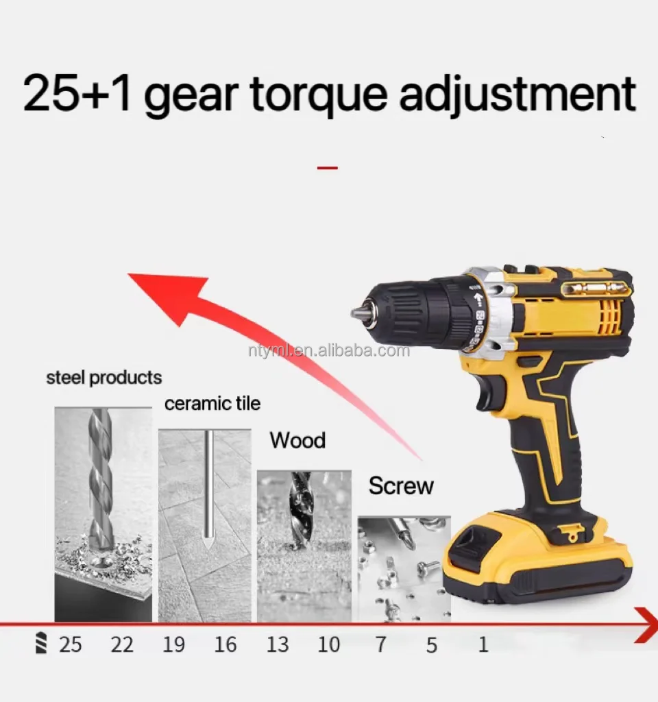 21V Li-ion Cordless Impact Drill Power Screw drivers Two Speed Electric Hand Drill Multi function Electric Screwdriver