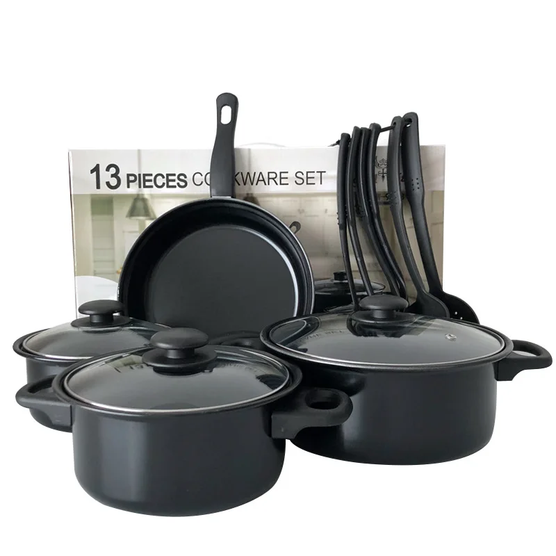 Wholesale Customized Home Kitchen Ware Sets 13pcs Kitchen Housewares Iron Non Stick Kitchen Pots Cookware Sets