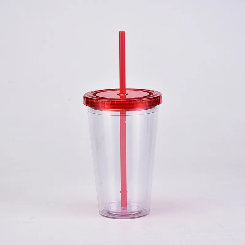 New product transparent customized 16oz color changing plastic cup reusable temperature magic cup with cover and straw