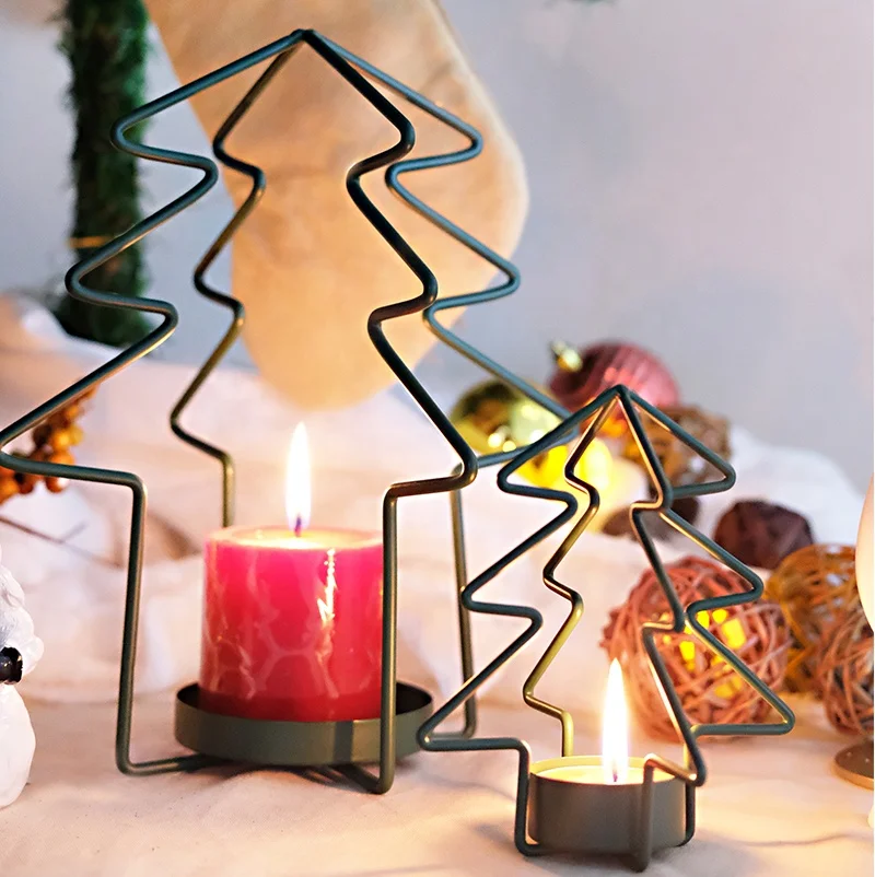 Christmas Metal Candle Holder In Christmas Tree Design For Home And Holiday Decoration Customized Color Candle Holder For Decor