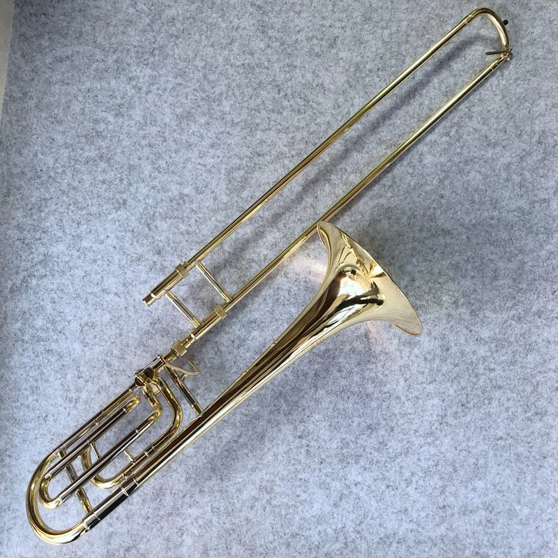 High quality Tenor trombone Gold professional performance inflected trombone adult B flat tenor trombone with bag