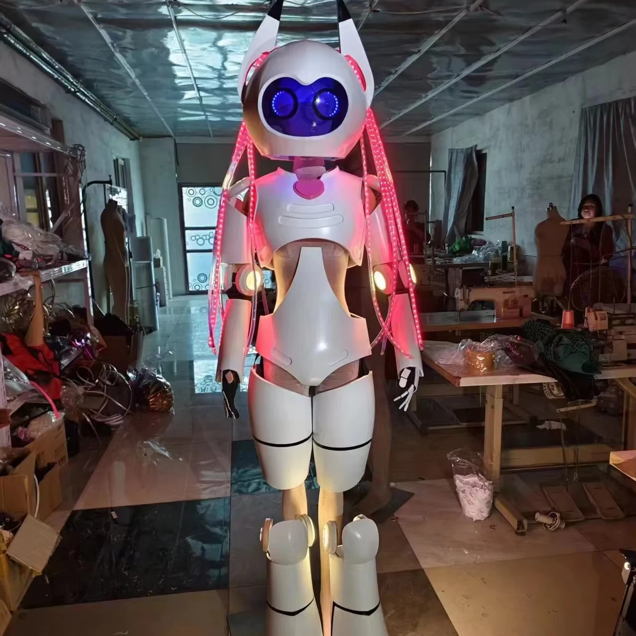 LED Robot Costume Party Glow Dance Astronaut Costume LED Glow Costume Nightclub Stage LED Robot Suit