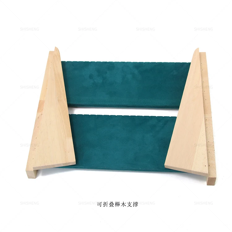 SHI SHENG Bamboo Wooden Pu Leather Long Chain Necklace Easel Showcase Display Board for Necklace Pendant Display Storage Holder