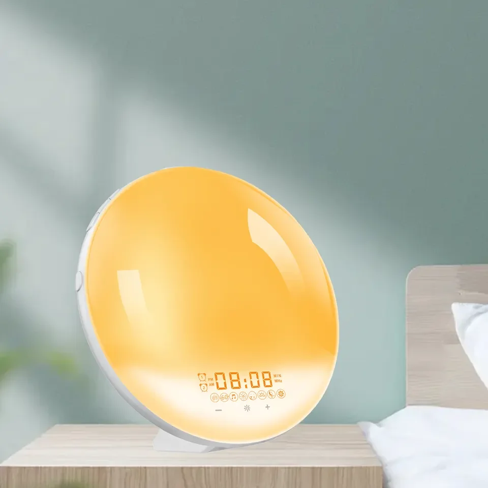 New Hot Sale Wake-up Lamp Sunrise Alarm Clock for Kids Adults Bedrooms with Speaker FM Radio