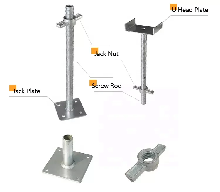 Scaffolding System Adjustable Steel Base Jack with Nut 32/36/38/40/42mm