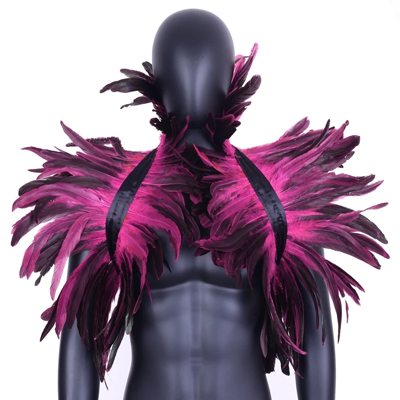 Burning Man Feather Scarf Shawl Man Adjust Gothic Halloween Carnival Feather Costume Rave Christmas Show Burning Man Dance