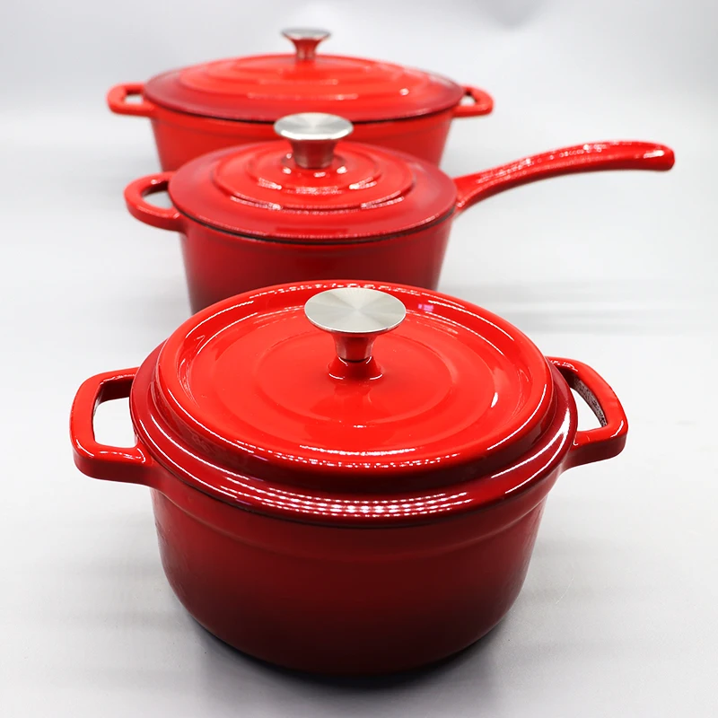 Оптовая цена под заказ Высококачественная цветная эмалированная чугунная посуда