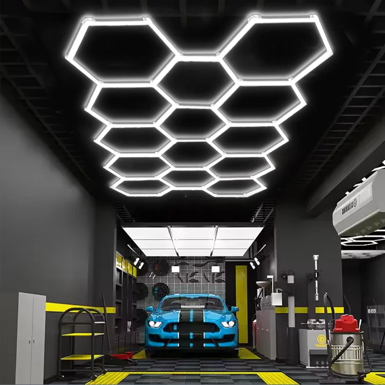AC Powered Led Light Workshop 3000K/4000K/6500K Led Hexagon Honeycomb Tube Light  for Garage Warehouse Office Car Detailing Shop