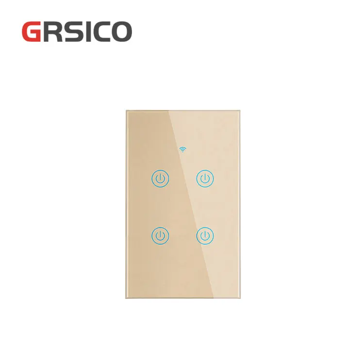 Modern Light BLE+WIFI 4 gang Light Wall touch Switch Cooperation with  alexa voice support Google Assistant