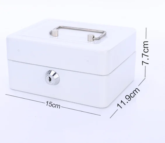 Portable Supermarket Security Stainless Steel Key Lock Cash Box Safe Metal Money