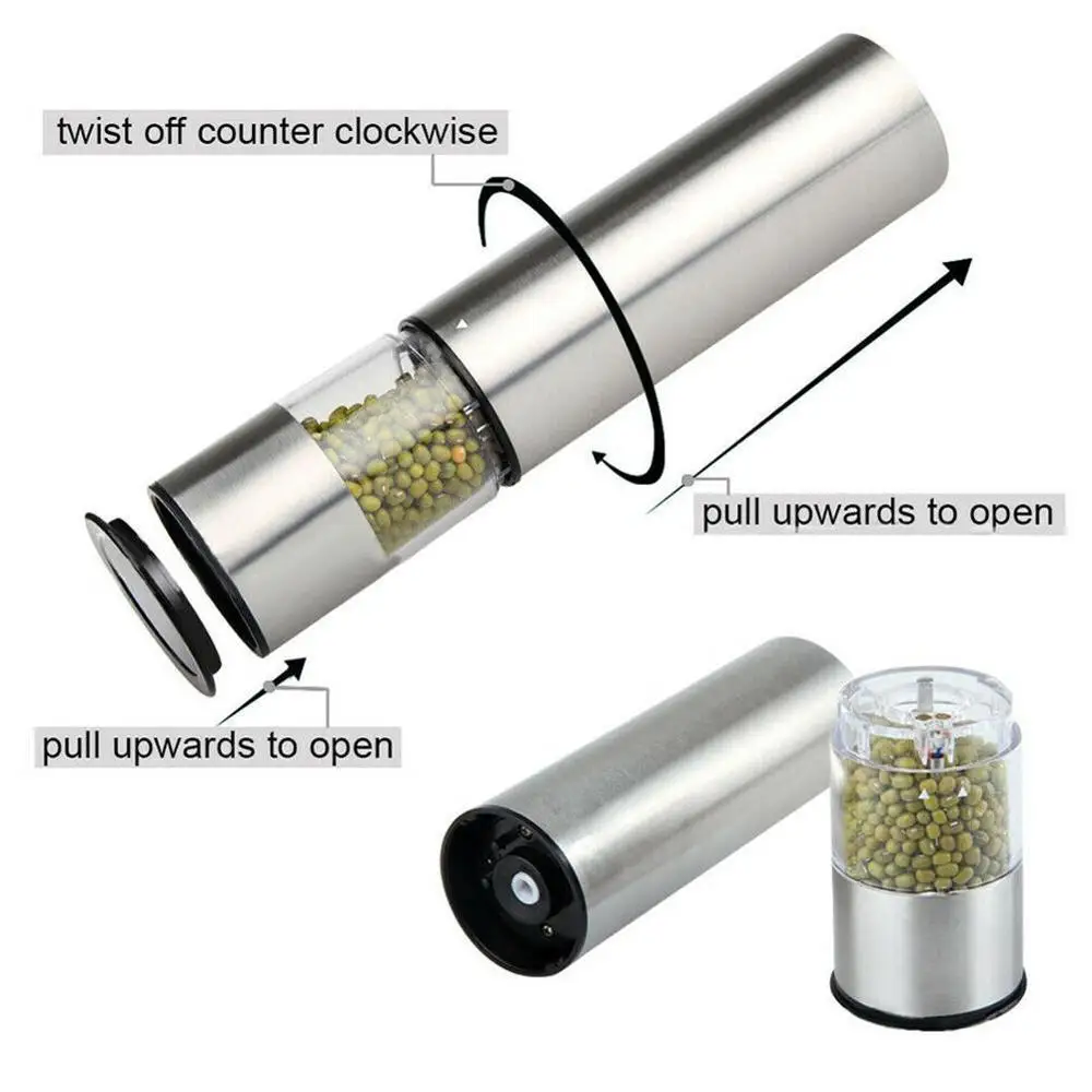 Electric Automatic Mill Pepper and Salt Grinder LED Light Spice Grain Mills Porcelain Grinding Core Kitchen Tools