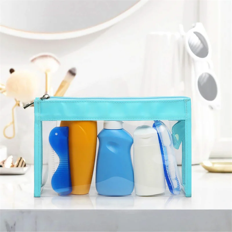 Clear Makeup Organizer Pouches Zipper Travel Toiletry Bags PVC Cosmetic Bag Transparent Custom Brand Logo Women Opp Bag OEM
