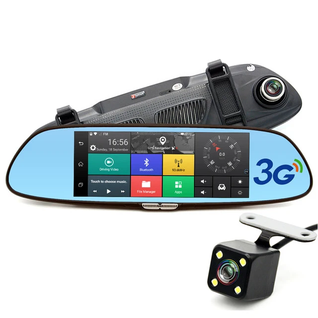 7-дюймовый 3 г Full Hd Wifi Двойная камера для автомобиля Android Dvr видеорегистратор gps-навигация зеркало заднего вида Автомобильный Wi-Fi 1080 P регистраторы