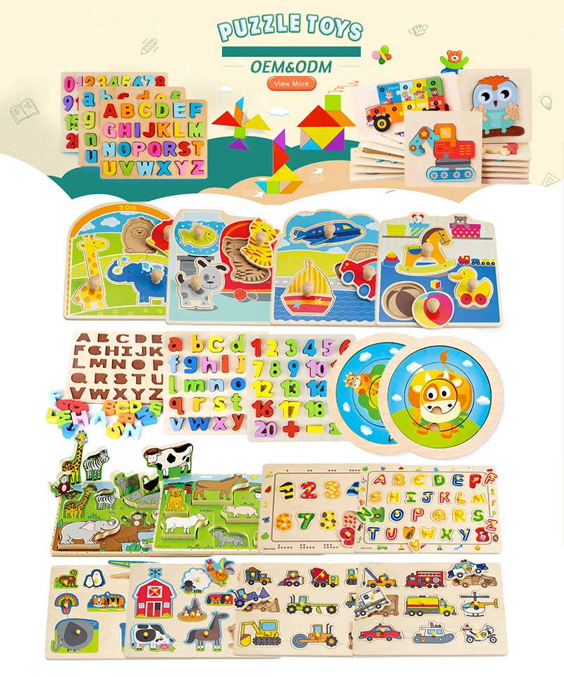 Wooden Early Learning Educational Toys Alphabet Numbers Letters Puzzle Set