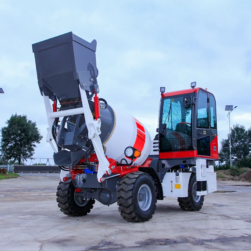 Compact Self Loading Concrete Pan Mixer 0.7 Cbm Self Loading Concrete Mixer Truck