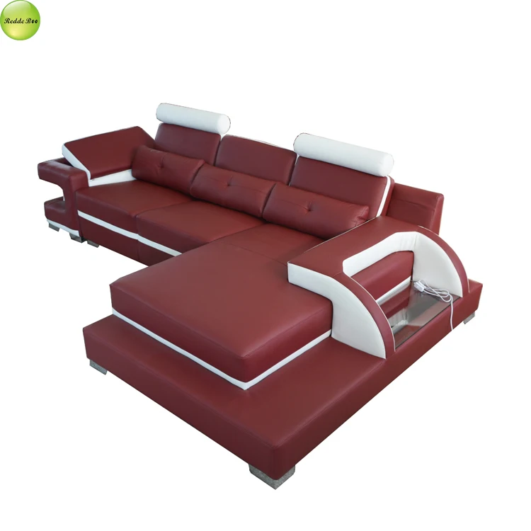 Redde Boo Hot Sales L Shaped Modern Sectional Black and White Leather Functional Living Room Sofas Set with Storage