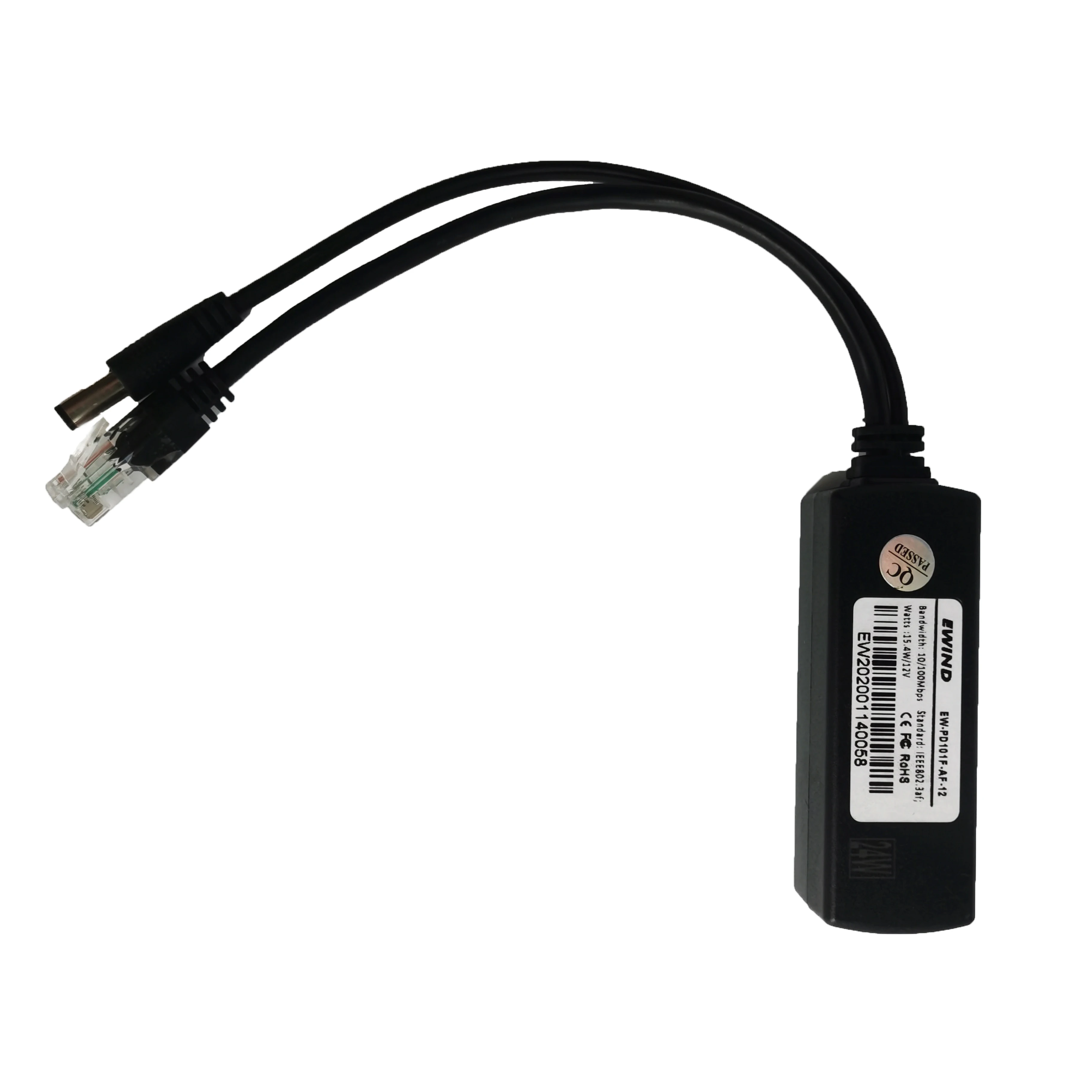 10/100M PoE Splitter Cable 12V 1.1A 13W Video Splitter IP Camera