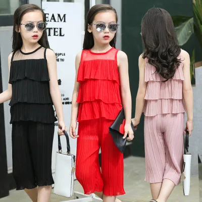 Детская одежда, Новинка лета 2020, шифоновый костюм для девочек, детские шорты, одежда из двух предметов для маленьких девочек, детская одежда для девочек