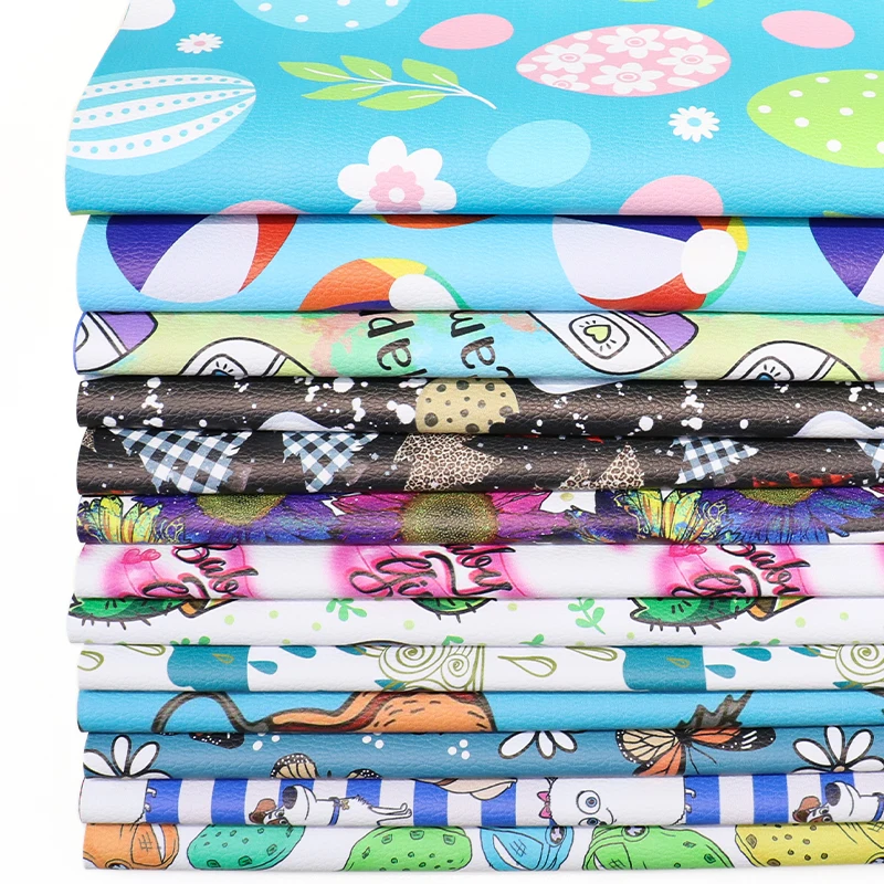 
Low MOQ heavyweight waterproof custom vinyl printed faux leather for hairbows 