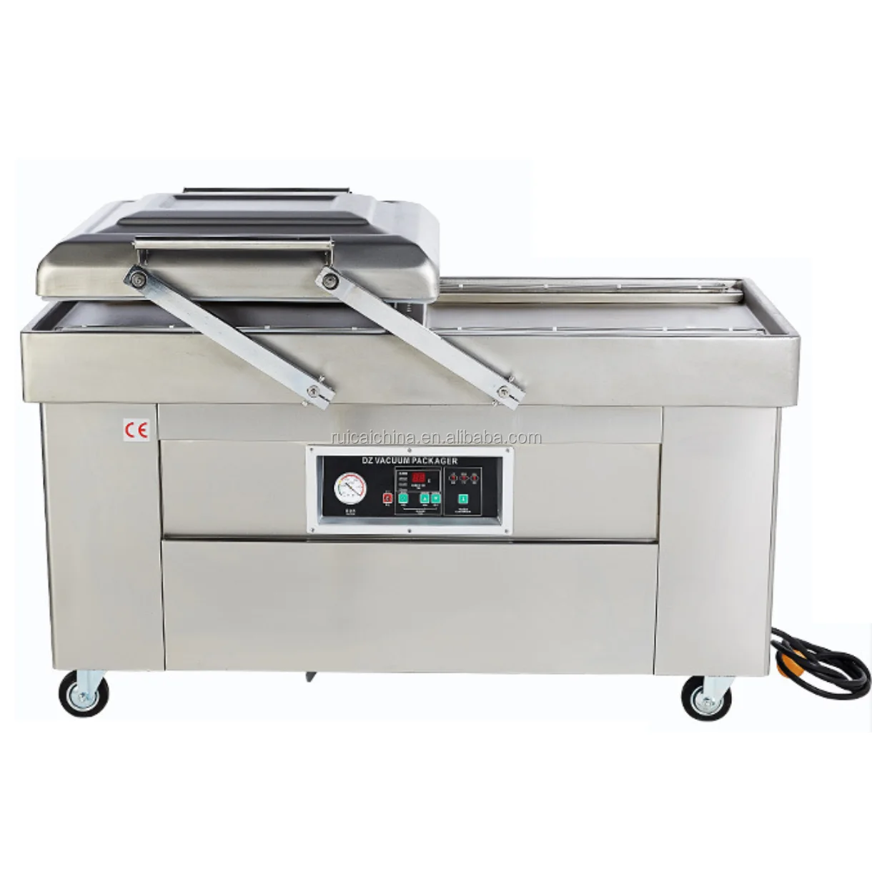 Large two chamber plastic bag food fish vacuum nitrogen sealer packing machine/ fresh food sealing machine for Sea food