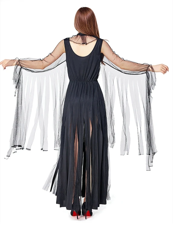 
KEYIDI Evil Witch Black Tassel Party Hosting Dress Halloween 