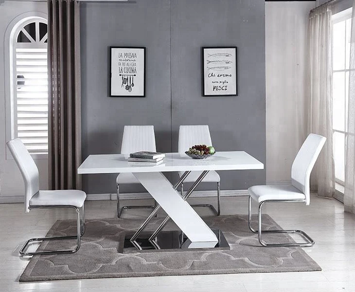 Wholesale Cheap Customized Home Furniture Dining Set High Gloss Wooden Dining Table and Chairs